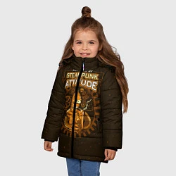 Куртка зимняя для девочки Steampunk Attitude, цвет: 3D-черный — фото 2