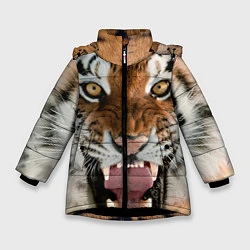 Куртка зимняя для девочки Свирепый тигр, цвет: 3D-черный