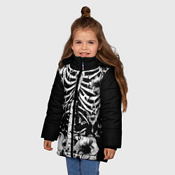 Куртка зимняя для девочки Floral Skeleton, цвет: 3D-черный — фото 2