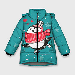 Куртка зимняя для девочки Пингвинчик на коньках, цвет: 3D-светло-серый