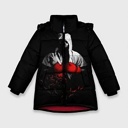 Куртка зимняя для девочки Мертвый боксер, цвет: 3D-красный