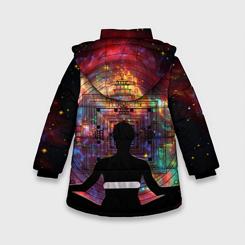 Зимняя куртка для девочки Йога - мандала / 3D-Черный – фото 2