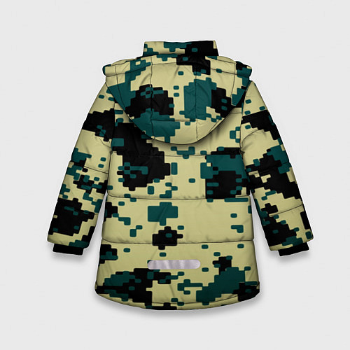 Зимняя куртка для девочки Камуфляж пиксельный: зеленый/черный / 3D-Черный – фото 2