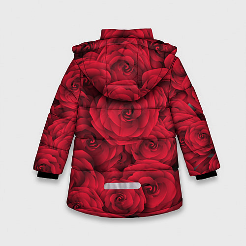 Зимняя куртка для девочки Красные розы / 3D-Черный – фото 2