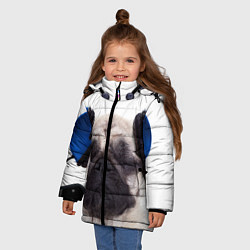 Куртка зимняя для девочки Мопс в наушниках, цвет: 3D-черный — фото 2