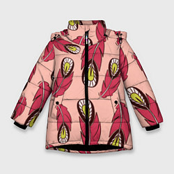 Зимняя куртка для девочки Красные перья