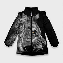 Куртка зимняя для девочки Оскал льва, цвет: 3D-черный