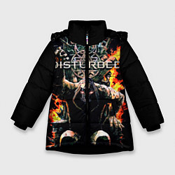Куртка зимняя для девочки Disturbed: Flame Throne, цвет: 3D-черный