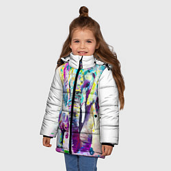 Куртка зимняя для девочки Акварельные слоны, цвет: 3D-черный — фото 2