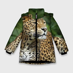 Куртка зимняя для девочки Лик леопарда, цвет: 3D-черный
