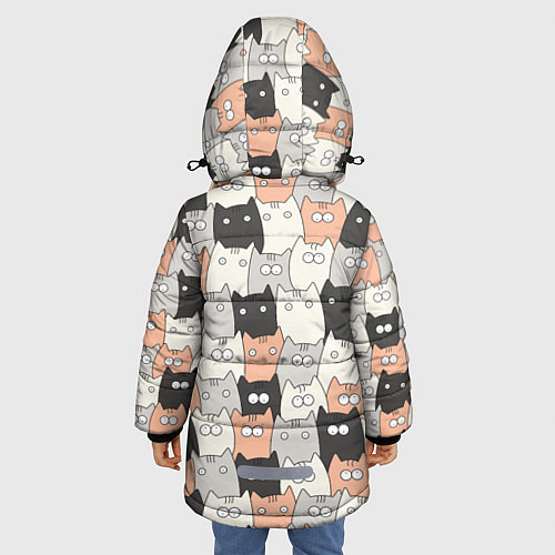 Зимняя куртка для девочки Котики / 3D-Светло-серый – фото 4