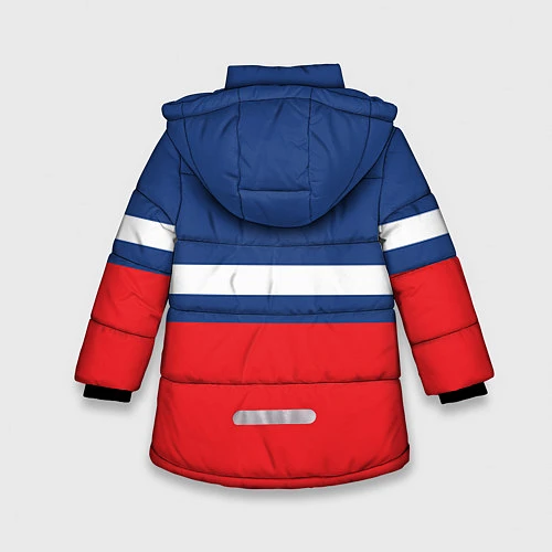 Зимняя куртка для девочки Флаг космический войск РФ / 3D-Черный – фото 2