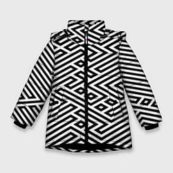 Куртка зимняя для девочки Optical illusion, цвет: 3D-черный