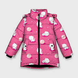 Куртка зимняя для девочки Маленькие котята, цвет: 3D-черный