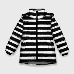 Куртка зимняя для девочки Тельняшка зебра, цвет: 3D-светло-серый