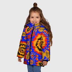 Куртка зимняя для девочки Хохломской узор, цвет: 3D-черный — фото 2
