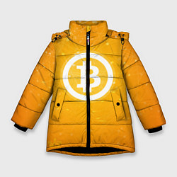 Куртка зимняя для девочки Bitcoin Orange, цвет: 3D-черный