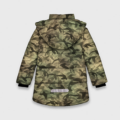 Зимняя куртка для девочки Камуфляж с утками / 3D-Черный – фото 2