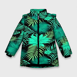 Куртка зимняя для девочки Tropical pattern, цвет: 3D-черный