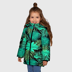 Куртка зимняя для девочки Tropical pattern, цвет: 3D-черный — фото 2
