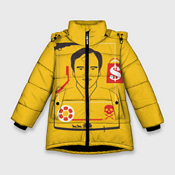 Куртка зимняя для девочки Квентин Тарантино, цвет: 3D-черный