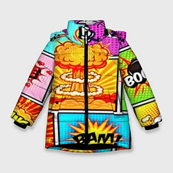 Куртка зимняя для девочки Pop Art, цвет: 3D-черный