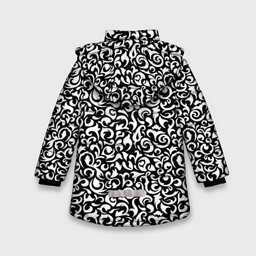Зимняя куртка для девочки Винтажные листья / 3D-Черный – фото 2