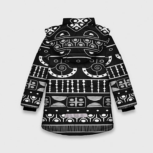 Зимняя куртка для девочки Black and White ethnic / 3D-Черный – фото 2