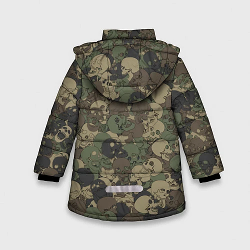 Зимняя куртка для девочки Камуфляж с черепами / 3D-Черный – фото 2
