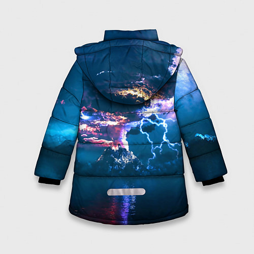 Зимняя куртка для девочки Извержение вулкана / 3D-Черный – фото 2