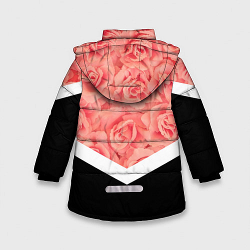 Зимняя куртка для девочки Розовые розы / 3D-Черный – фото 2