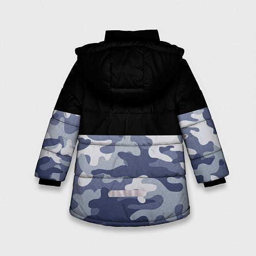 Зимняя куртка для девочки Камуфляж: черный/голубой / 3D-Черный – фото 2