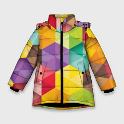 Куртка зимняя для девочки Цветные зонтики, цвет: 3D-черный