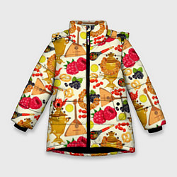 Куртка зимняя для девочки Народная кухня, цвет: 3D-черный
