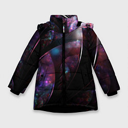 Куртка зимняя для девочки Фантастическая Абстракция, цвет: 3D-черный