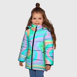 Куртка зимняя для девочки Светлые узоры, цвет: 3D-черный — фото 2