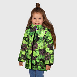 Куртка зимняя для девочки Лепестки, цвет: 3D-черный — фото 2