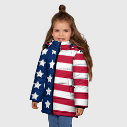 Куртка зимняя для девочки USA Flag, цвет: 3D-светло-серый — фото 2