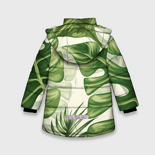 Зимняя куртка для девочки Тропический папоротник / 3D-Черный – фото 2