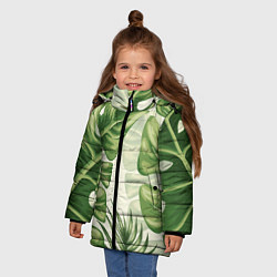 Куртка зимняя для девочки Тропический папоротник, цвет: 3D-черный — фото 2