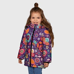 Куртка зимняя для девочки Цветочный взрыв, цвет: 3D-светло-серый — фото 2
