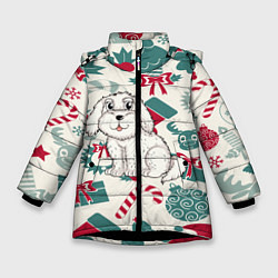 Зимняя куртка для девочки Новогодний щенок