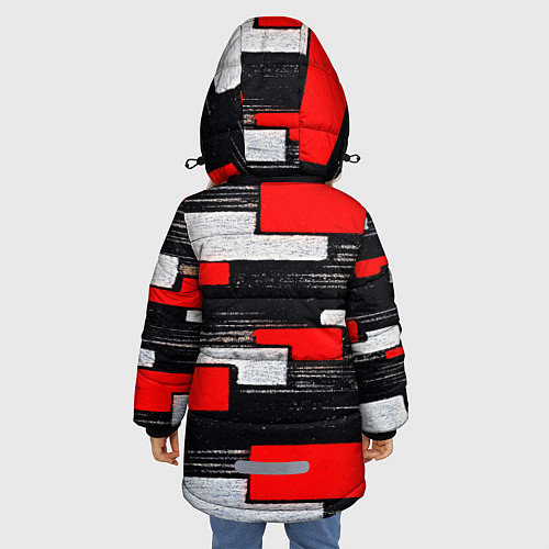 Зимняя куртка для девочки Необычная текстура / 3D-Красный – фото 4