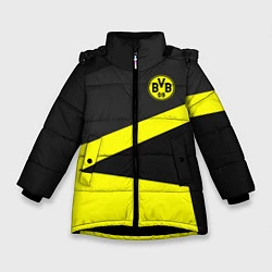 Куртка зимняя для девочки FC Borussia: Sport Geometry, цвет: 3D-черный