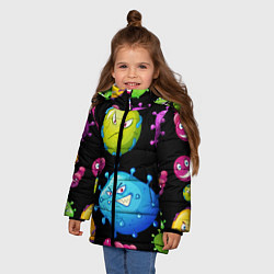 Куртка зимняя для девочки Веселые микробы, цвет: 3D-черный — фото 2