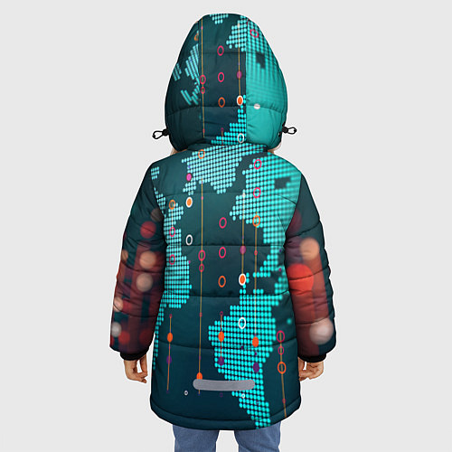 Зимняя куртка для девочки Watch Dogs 2: Network Hack / 3D-Красный – фото 4
