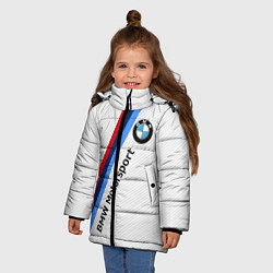 Куртка зимняя для девочки BMW Motorsport: White Carbon, цвет: 3D-черный — фото 2