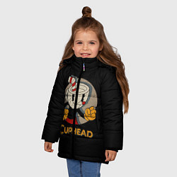 Куртка зимняя для девочки Cuphead: Mugman, цвет: 3D-черный — фото 2