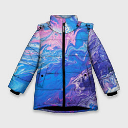 Куртка зимняя для девочки Tie-Dye Blue & Violet, цвет: 3D-черный