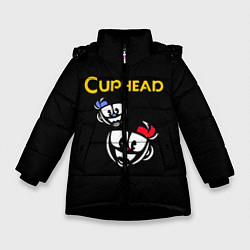Куртка зимняя для девочки Cuphead: Mugman Faces, цвет: 3D-черный